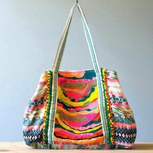America & Beyond Daphne Boho Beaded Tote Bag and Mini Bag